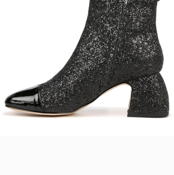 Circus NY Osten Black Sparkly Ankle Boots Women’s Size 8 NWTB Zip Block Heel - Picture 3 of 12